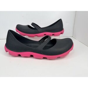 Crocs Mary Jane Flats Womens 11 Dark Gray Pink Slip On Comfort Lightweight
